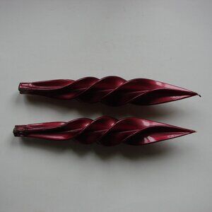 Twisted Spiral Taper Candles Set of 2 Burgundy Red Purple Shimmer Vintage
